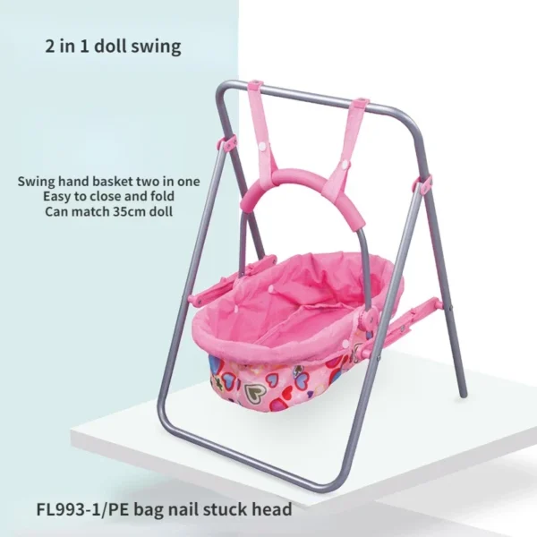 Simulation Baby Doll Swing – 2-in-1 Cradle Toy Set - Image 6