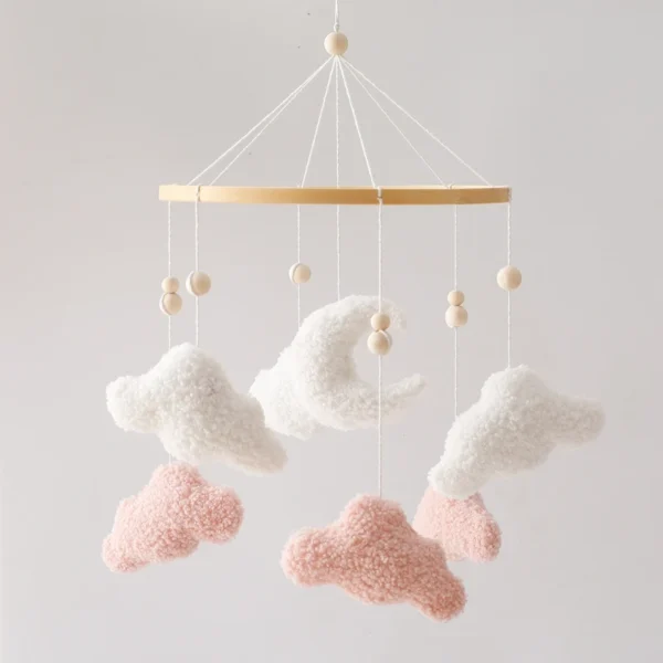 Baby Crib Mobile Rattle Toy – Soft Felt Pink Bear & Whale - Image 63