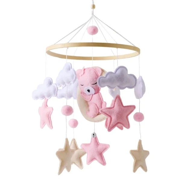Baby Crib Mobile Rattle Toy – Soft Felt Pink Bear & Whale - Image 14