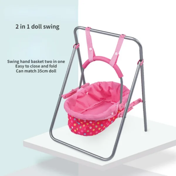 Simulation Baby Doll Swing – 2-in-1 Cradle Toy Set - Image 5
