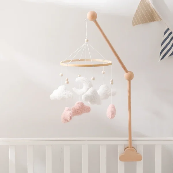 Baby Crib Mobile Rattle Toy – Soft Felt Pink Bear & Whale - Image 67