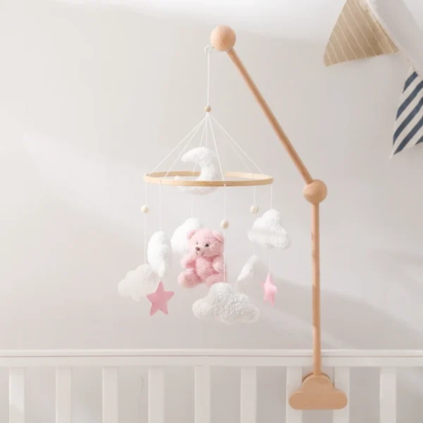 Baby Crib Mobile Rattle Toy – Soft Felt Pink Bear & Whale - Image 29