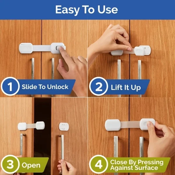 Child Safety Strap Locks – 5/10 Baby Cabinet & Drawer Locks - Image 12