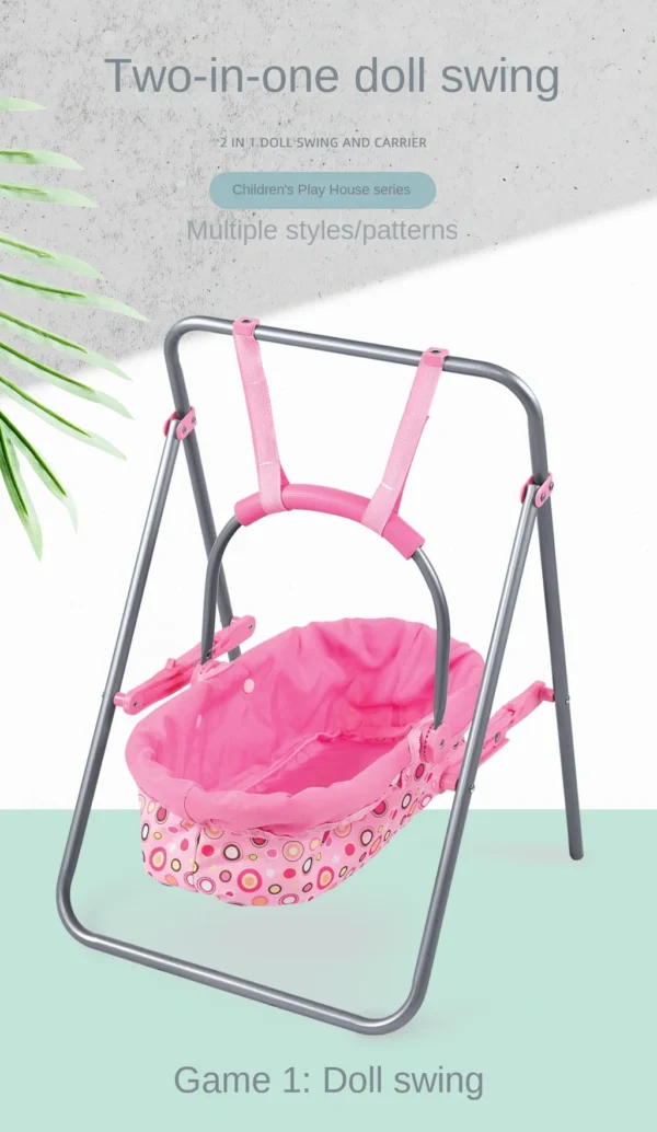 Simulation Baby Doll Swing – 2-in-1 Cradle Toy Set - Image 7