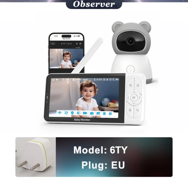 Tuya Smart 5" WiFi Baby Monitor with 1080P HD Camera - Image 8