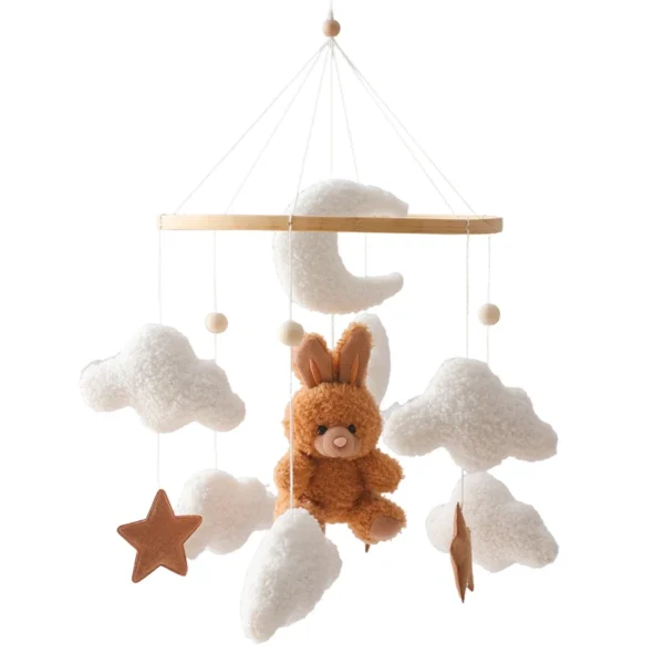 Baby Crib Mobile Rattle Toy – Soft Felt Pink Bear & Whale - Image 17