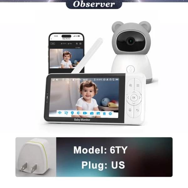 Tuya Smart 5" WiFi Baby Monitor with 1080P HD Camera - Image 9