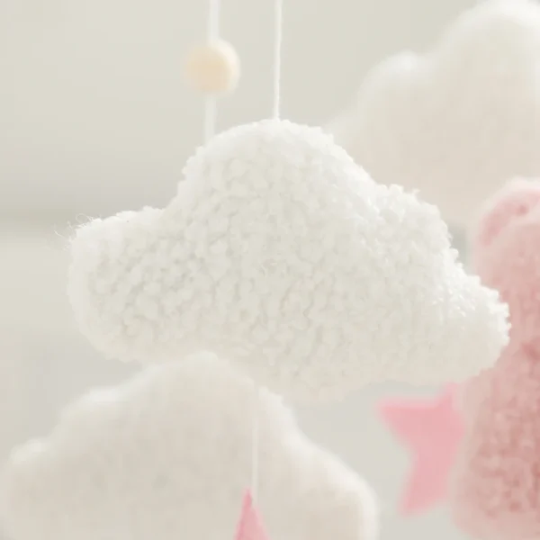 Baby Crib Mobile Rattle Toy – Soft Felt Pink Bear & Whale - Image 34