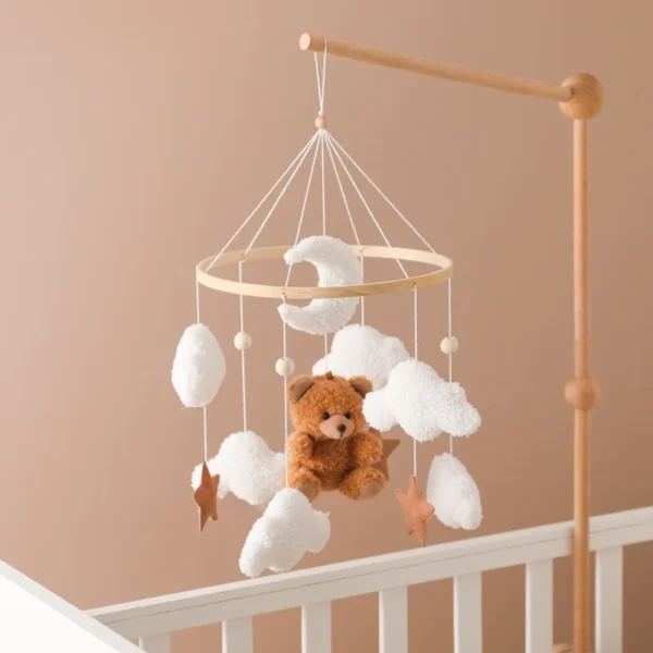 Baby Crib Mobile Rattle Toy – Soft Felt Pink Bear & Whale - Image 55