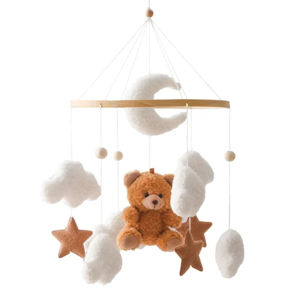 Baby Crib Mobile Rattle Toy – Soft Felt Pink Bear & Whale - Image 18