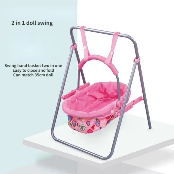 Simulation Baby Doll Swing – 2-in-1 Cradle Toy Set - Image 2