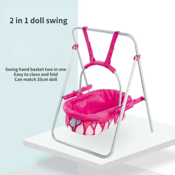 Simulation Baby Doll Swing – 2-in-1 Cradle Toy Set - Image 3