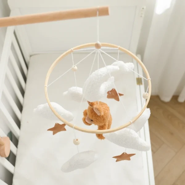 Baby Crib Mobile Rattle Toy – Soft Felt Pink Bear & Whale - Image 47