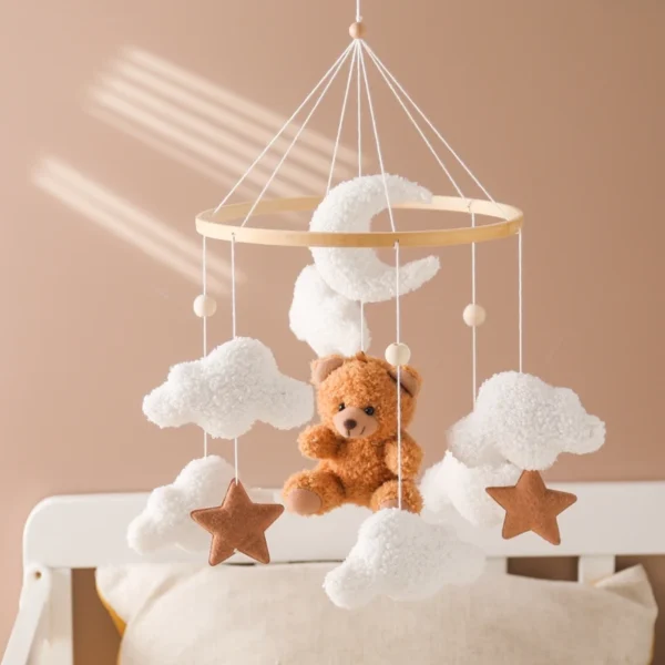 Baby Crib Mobile Rattle Toy – Soft Felt Pink Bear & Whale - Image 56