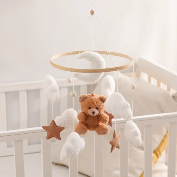 Baby Crib Mobile Rattle Toy – Soft Felt Pink Bear & Whale - Image 54