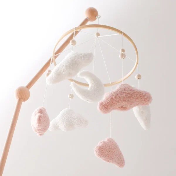 Baby Crib Mobile Rattle Toy – Soft Felt Pink Bear & Whale - Image 66