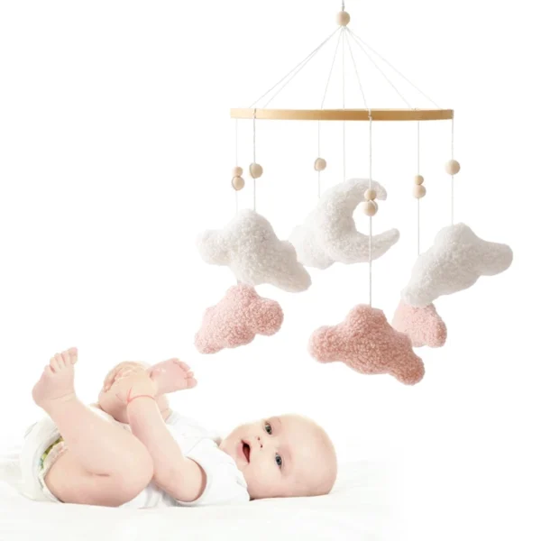 Baby Crib Mobile Rattle Toy – Soft Felt Pink Bear & Whale - Image 58