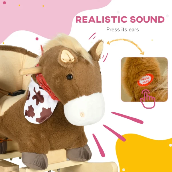 HOMCOM Kids Rocking Horse – Plush Ride-On with Safety Harness - Image 6