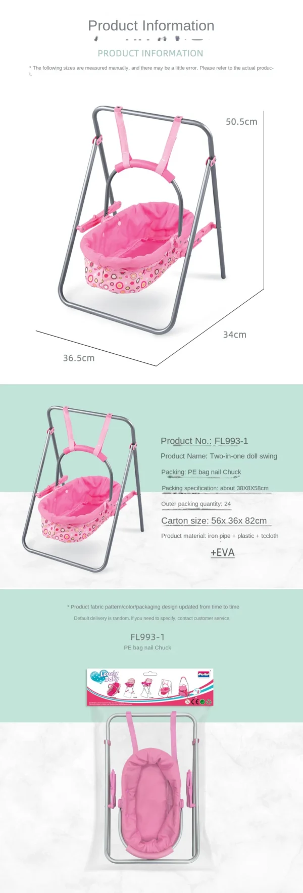 Simulation Baby Doll Swing – 2-in-1 Cradle Toy Set - Image 9