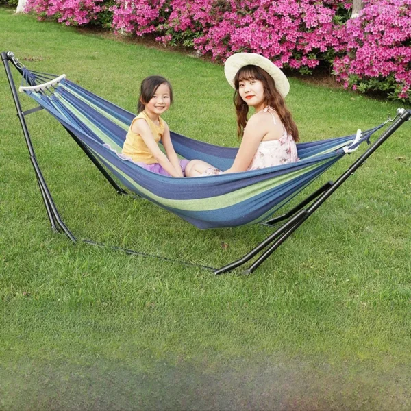 Outdoor Canvas Swing with Stand – Foldable Hammock Chair - Image 9