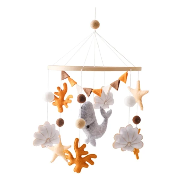 Baby Crib Mobile Rattle Toy – Soft Felt Pink Bear & Whale - Image 21