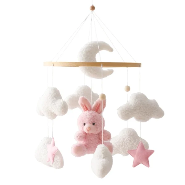 Baby Crib Mobile Rattle Toy – Soft Felt Pink Bear & Whale - Image 19