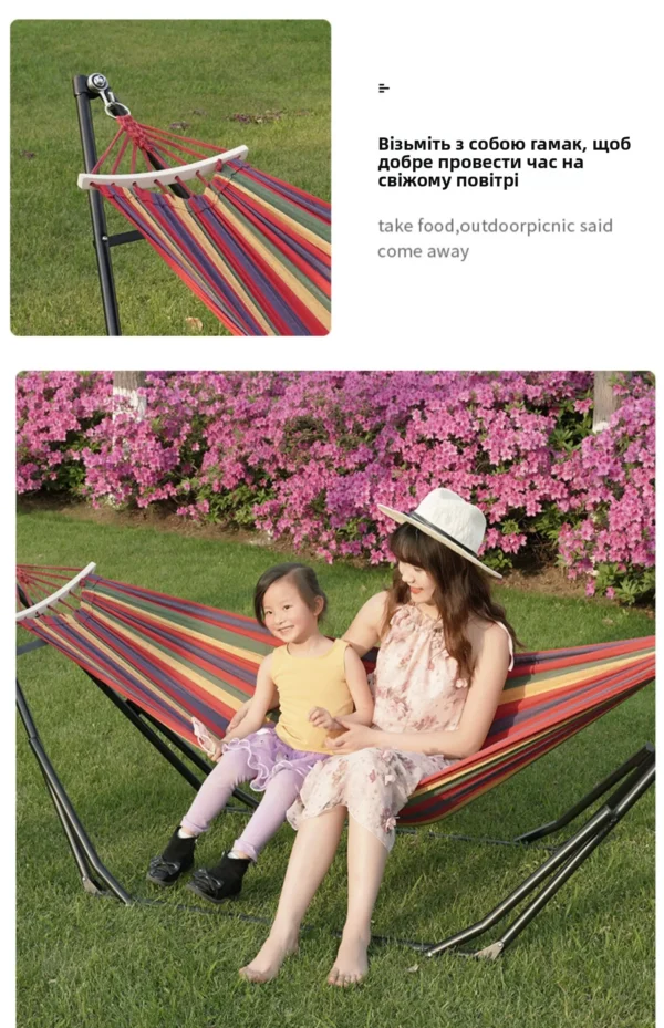 Outdoor Canvas Swing with Stand – Foldable Hammock Chair - Image 25