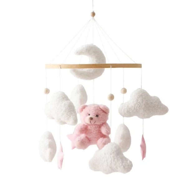 Baby Crib Mobile Rattle Toy – Soft Felt Pink Bear & Whale - Image 20