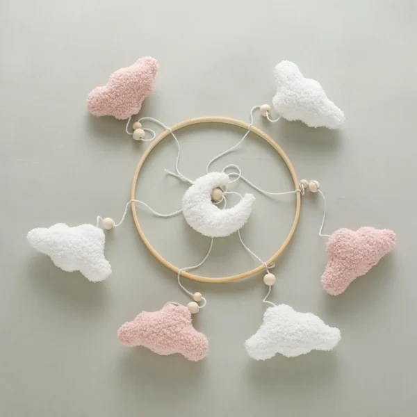 Baby Crib Mobile Rattle Toy – Soft Felt Pink Bear & Whale - Image 64