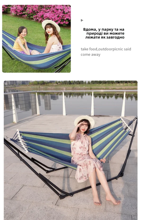 Outdoor Canvas Swing with Stand – Foldable Hammock Chair - Image 29