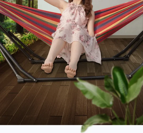 Outdoor Canvas Swing with Stand – Foldable Hammock Chair - Image 12
