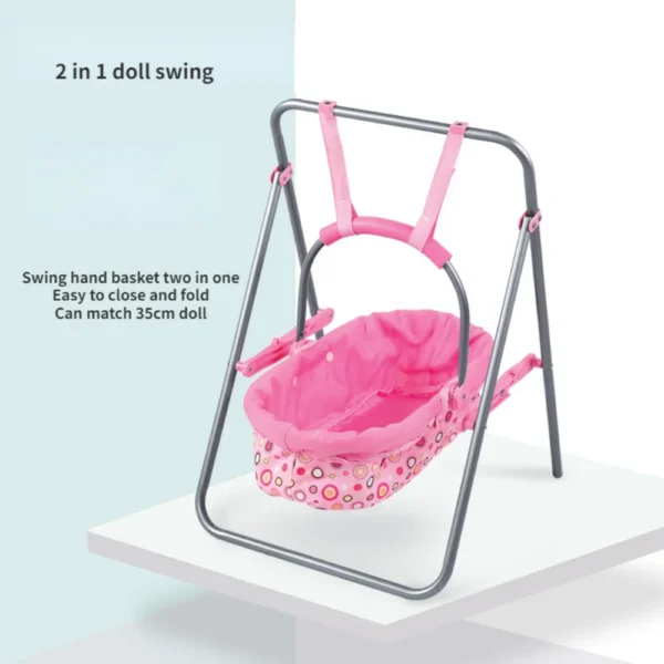 Simulation Baby Doll Swing – 2-in-1 Cradle Toy Set - Image 4