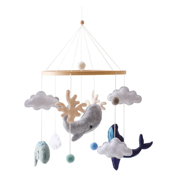 Baby Crib Mobile Rattle Toy – Soft Felt Pink Bear & Whale - Image 22
