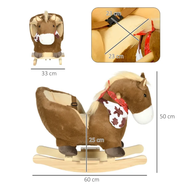 HOMCOM Kids Rocking Horse – Plush Ride-On with Safety Harness - Image 3
