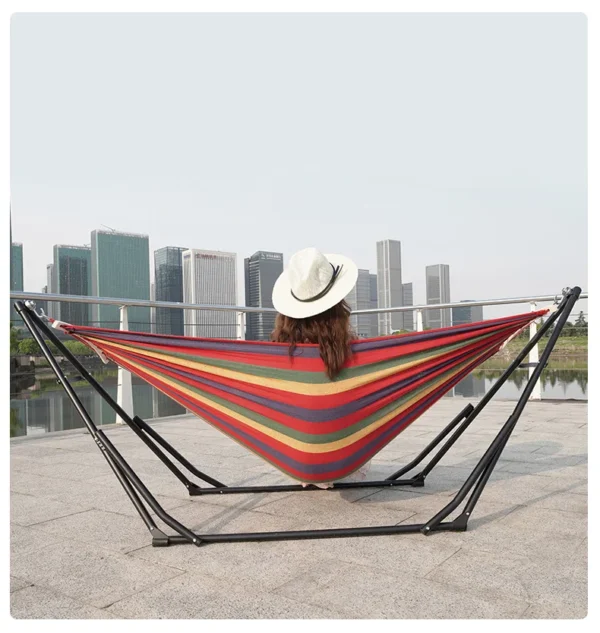 Outdoor Canvas Swing with Stand – Foldable Hammock Chair - Image 27