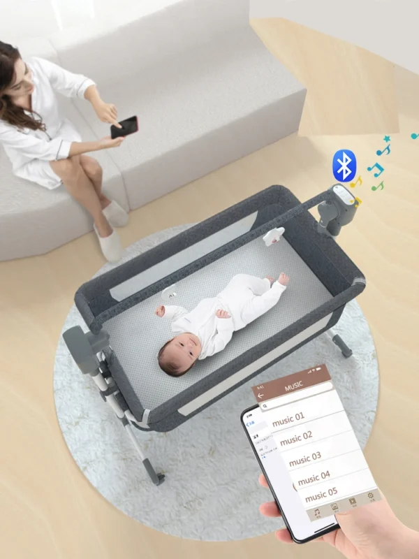 Electric Baby Crib with Bluetooth & Mosquito Cover - Image 7